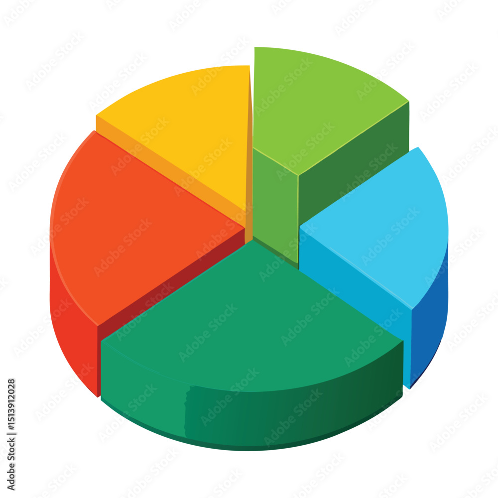 Obraz premium 3d pie chart icon isolated on white background, pie chart on white