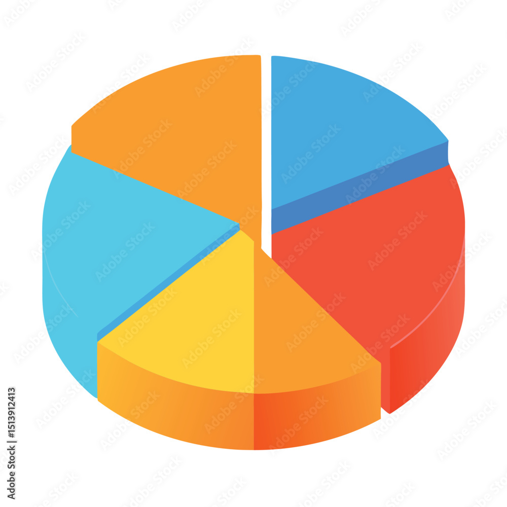 Obraz premium 3d pie chart icon isolated on white background, pie chart on white
