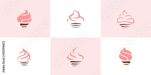 Set of Ice Cream and Cake Logo design template. Ice cream and cake icon set