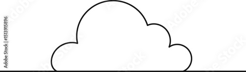 Thin line cloud outline on horizon. Simple weather, sky symbol, minimalist graphic element, modern design aesthetic. AI Generative
