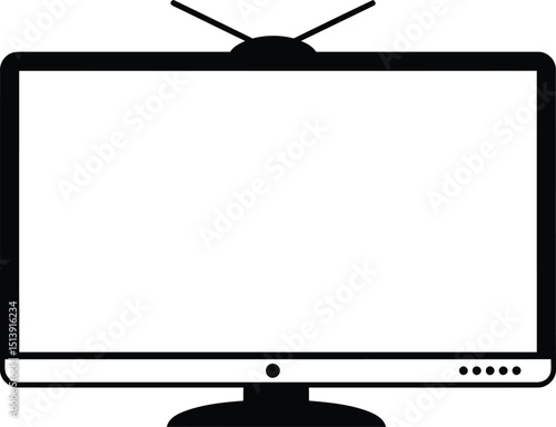 Retro TV silhouette icon. Old television with antenna for vintage electronics, broadcast media, nostalgia, classic tv show. AI Generative

