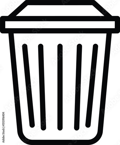 Trash can with lid outline icon. Simple delete, remove, waste bin symbol for UI/UX, office. Isometric style trash can for waste management, recycling, sanitation, city services. AI Generative
