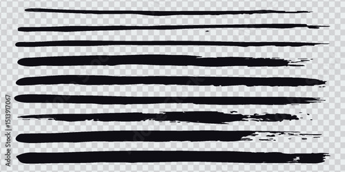 Ink brush stroke background or grunge paint brush, box, frame and line collection as vector design element. Torn or rip paper, watercolor splash, black silhouette or dirty texture set modern arts