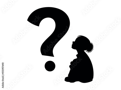 Silhouette of a woman and man with question mark, perfect for a logo or graphic design,  elegant silhouette of a people in profile view, paired with the words "Question Mark," and a question mark symb