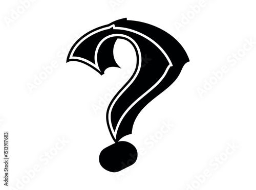 Question Mark Graphic Design vector illustration, striking, stylized question mark graphic, perfect for conveying intrigue, uncertainty, or a call to action. question mark, graphic, design, logo, symb