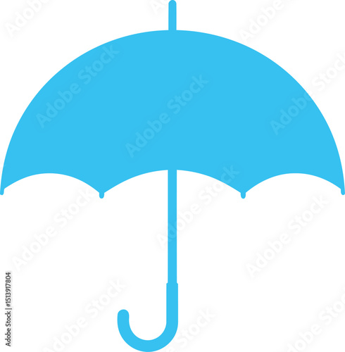 Light blue umbrella silhouette icon. Sky blue rain & weather protection symbol. For forecast, gentle, calm design. AI Generative
