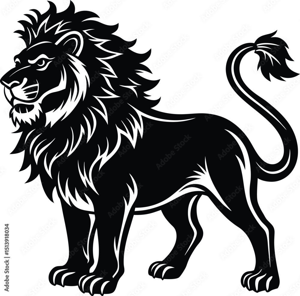 Majestic Lion A Powerful Black and White Illustration of a Regal King Majestic Lion A Powerful Black and White Illustration of a Regal King