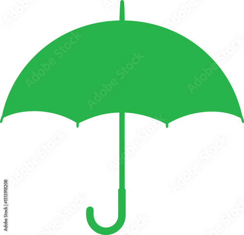 Green umbrella icon. Eco-friendly weather protection, rain gear symbol. For forecast, insurance, outdoor, nature. AI Generative
