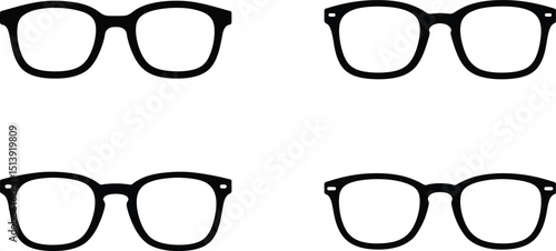 Eyeglasses frames set. Collection of black classic & modern spectacle styles. For vision, fashion, optometry, accessory. AI Generative
