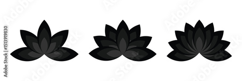 lotus flower silhouette vector icon ,vector illustration of a lotus flower on white background.