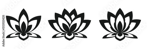 lotus flower silhouette vector icon ,vector illustration of a lotus flower on white background.