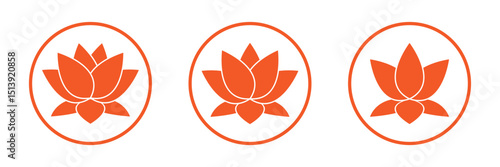 Lotus icon set. Lotos flower vector illustration. Spa relax symbol. Yoga logo. Meditation sign. Harmony abstract concept.