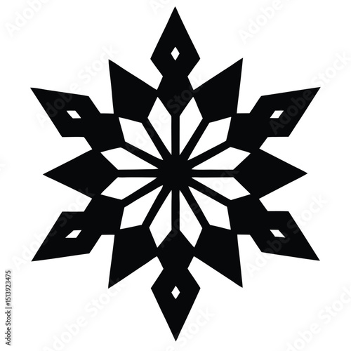 Elegant black and white snowflake vector design perfect for winter season decorations