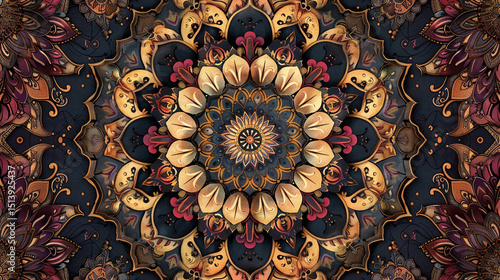 Mandala-inspired pattern in calming earthy tones for coloring or relaxing backgrounds.