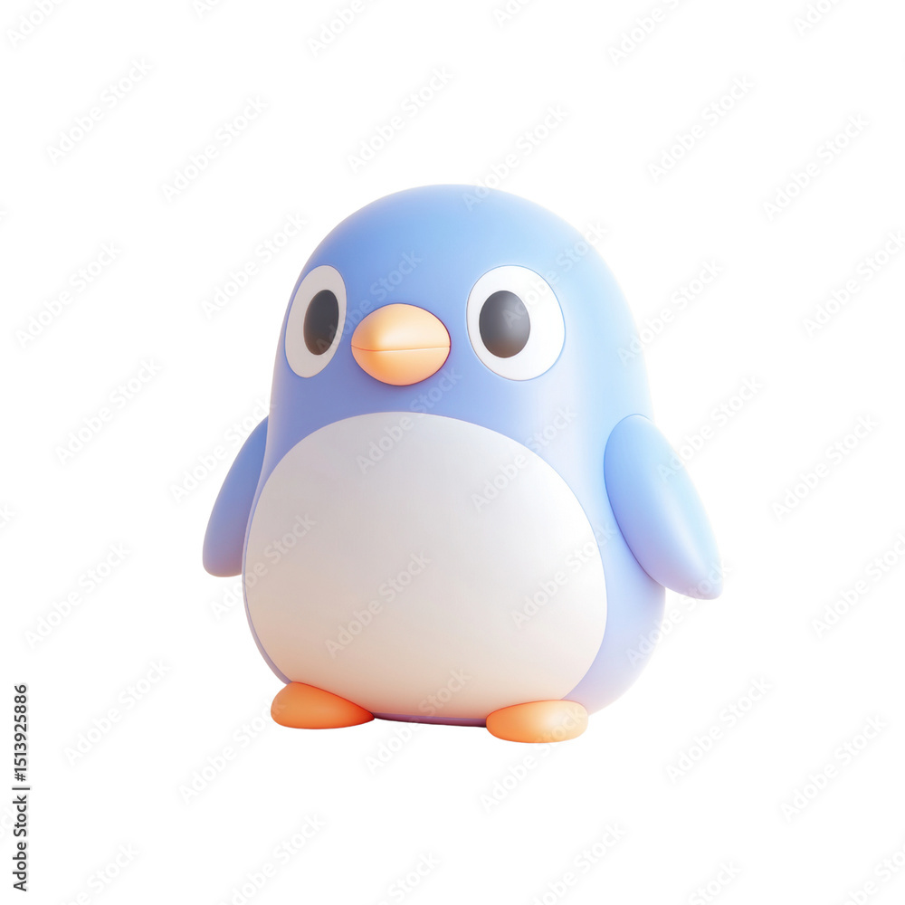 this image shows a cartoon like depiction of a penguin against a solid background. the penguin has a rounded form with a light blue upper body and white belly this image shows a cartoon like depiction of a penguin against a solid background. the penguin has a rounded form with a light blue upper body and white belly