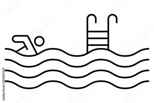 swimming pool icon with outline style. Suitable for website design, logo, app and UI. Based on the size of the icon in general, so it can be reduced. perfect for swimming pool logos and icons. EPS 10.