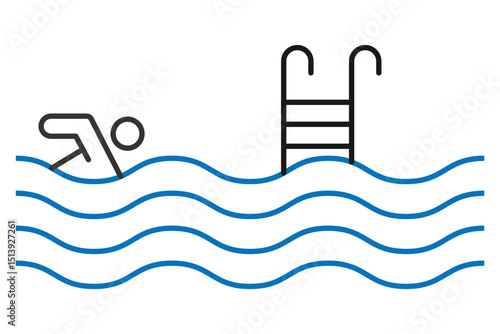 swimming pool icon with outline style. Suitable for website design, logo, app and UI. Based on the size of the icon in general, so it can be reduced. perfect for swimming pool logos and icons. EPS 10.