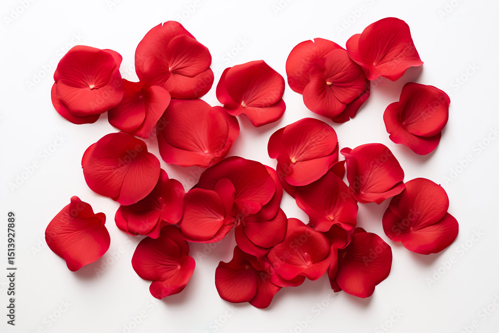 Petals of Red Roses isolated on a white background Petals of Red Roses isolated on a white background