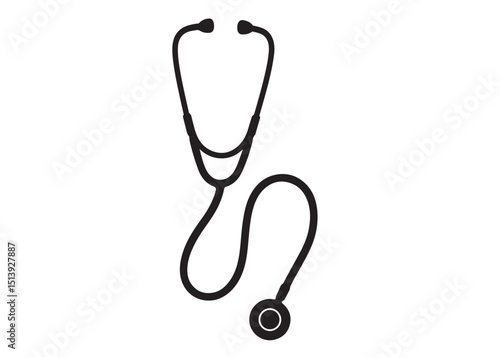 stethoscope logo silhouette vector medical tools, stethoscope symbol health logo icon silhouette, stethoscope black logo healthcare and medical design vector illustration on a white background.