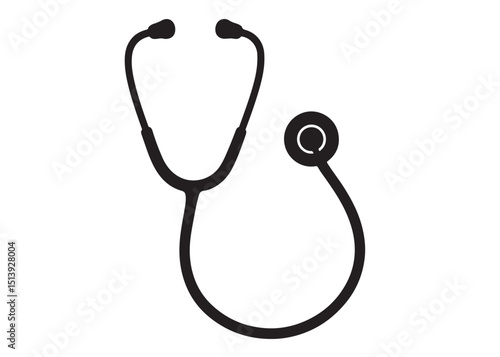 stethoscope logo silhouette vector medical tools, stethoscope symbol health logo icon silhouette, stethoscope black logo healthcare and medical design vector illustration on a white background.