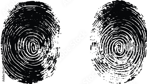Silhouette of finger print white background. Fingerprint isolated on transparent or white background. Vector black fingerprint on white transparent background.