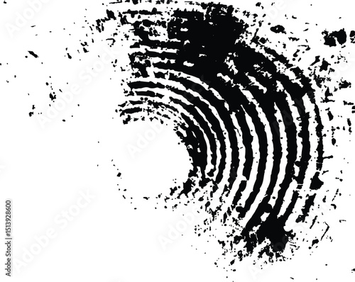 Black fingerprint isolated on transparent or white background,	