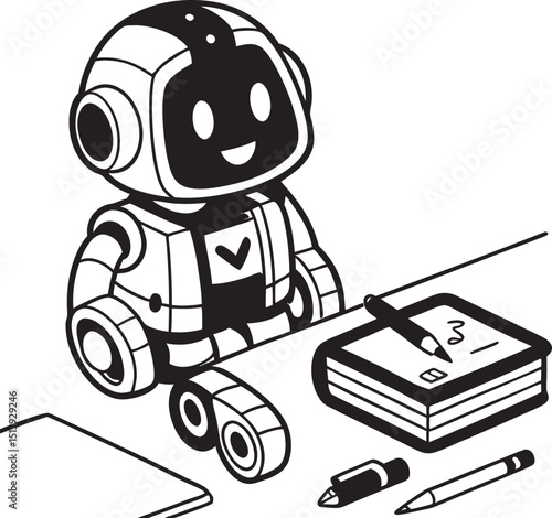 robot with pencil