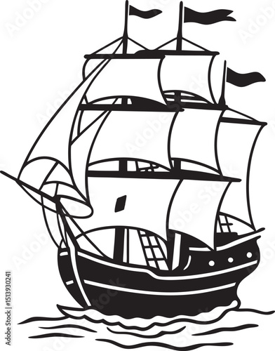 pirate ship isolated on white