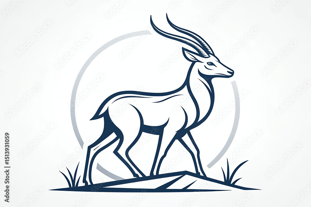 Fototapeta premium Elegant Line Art Antelope Logo Simple & Minimalist Design
