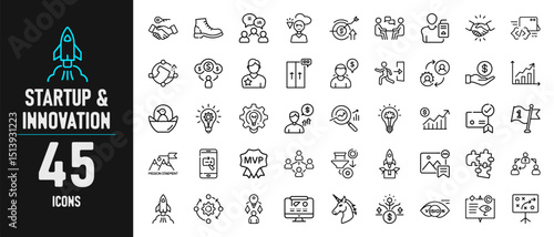 Startup and Innovation Vector Icons for Business, Pitch, and Creative Growth