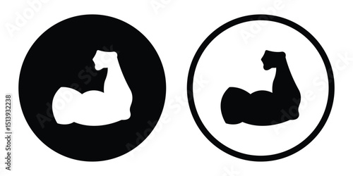 Strong arm biceps icon vector. Arm biceps silhouette art. Bicep icon Flat line symbol. Flexing arm set icon. Power and strong muscle biceps icons.. Muscle liner icon. Pictogram of sport, tone. 