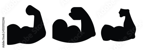 Strong arm biceps icon vector. Arm biceps silhouette art. Bicep icon Flat line symbol. Flexing arm set icon. Power and strong muscle biceps icons.. Muscle liner icon. Pictogram of sport, tone. 