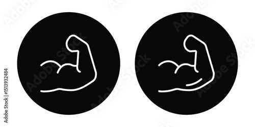 Hand muscle line icon. Strong bicep. Power of protein for man icon. Flex muscle arm. Exercise in gym for health. Logo of fitness, workout, bodybuilder. Strong muscular arms. Strong muscle, arm. EPS 10