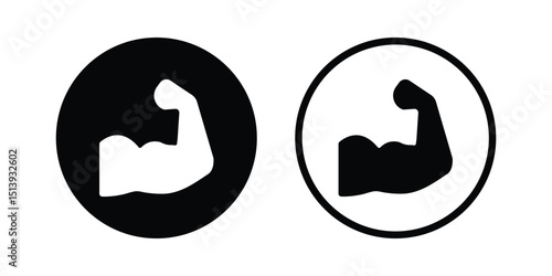 Strong arm biceps icon vector. Arm biceps silhouette art. Bicep icon Flat line symbol. Flexing arm set icon. Power and strong muscle biceps icons.. Muscle liner icon. Pictogram of sport, tone. 