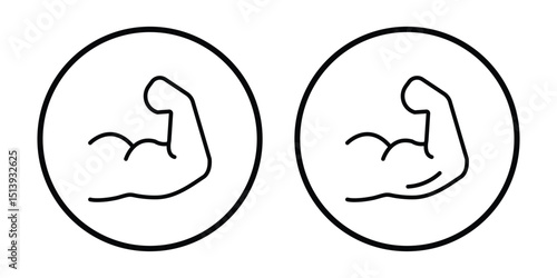 Muscle icon. Bicep symbol. Strong arm vector illustration. Gym logo. Bodybuilding fitness concept. Muscle liner icon vector set. Muscles icon set, strong arm of an athlete, Linear Hand icons, biceps. 