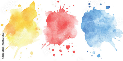 Colorful abstract watercolor splash collection isolated on white background. Colorful paint splashes on white background. Set of watercolor circles brash multicolored. watercolor on white background.