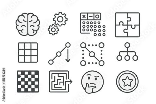 Brainstorming icons for creative thinking and problem solving