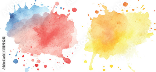 Quadro su tela Colorful abstract watercolor splash collection isolated on white background