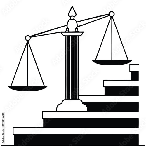 Scales of Justice Icon on Steps