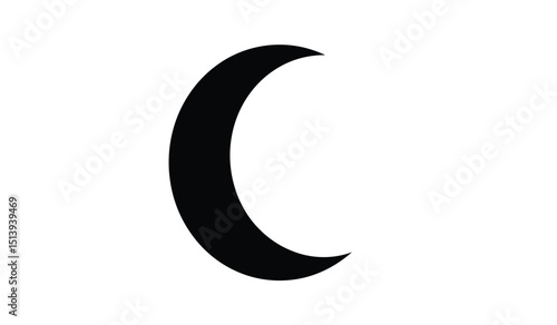 Black crescent moon isolated on white background