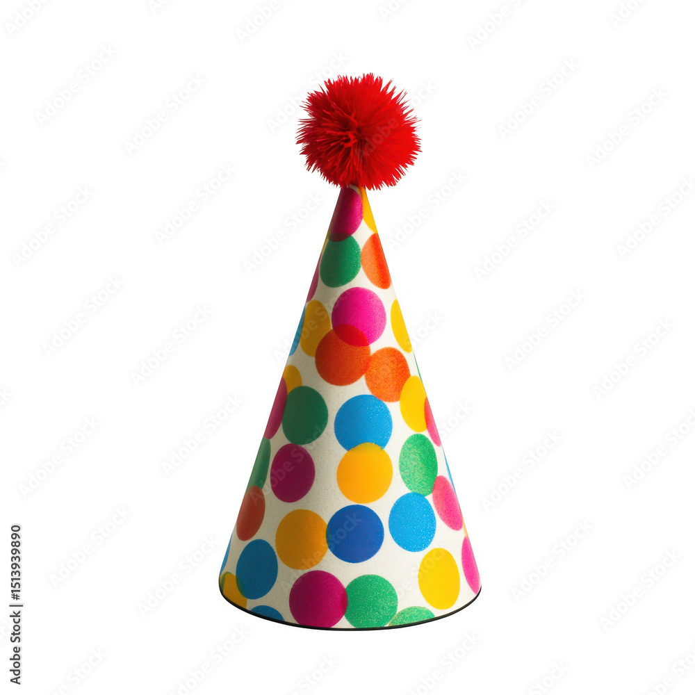 Colorful party hat with pom pom isolated on transparent background Colorful party hat with pom pom isolated on transparent background