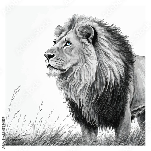 Wallpaper Mural lion in black and white with blue eyes Torontodigital.ca