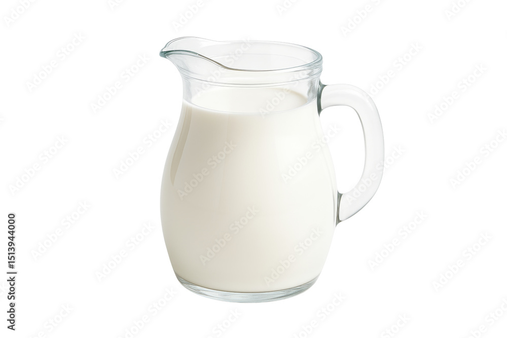 Milk in Glass Pitcher: Fresh, creamy milk fills a clear glass pitcher, ready to be poured. The simple elegance of the presentation evokes feelings , isolated on transparent or white background, png. Milk in Glass Pitcher: Fresh, creamy milk fills a clear glass pitcher, ready to be poured. The simple elegance of the presentation evokes feelings , isolated on transparent or white background, png.