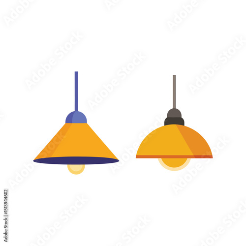 Vector art of Two pendant lamps isolated on white background, interior lighting