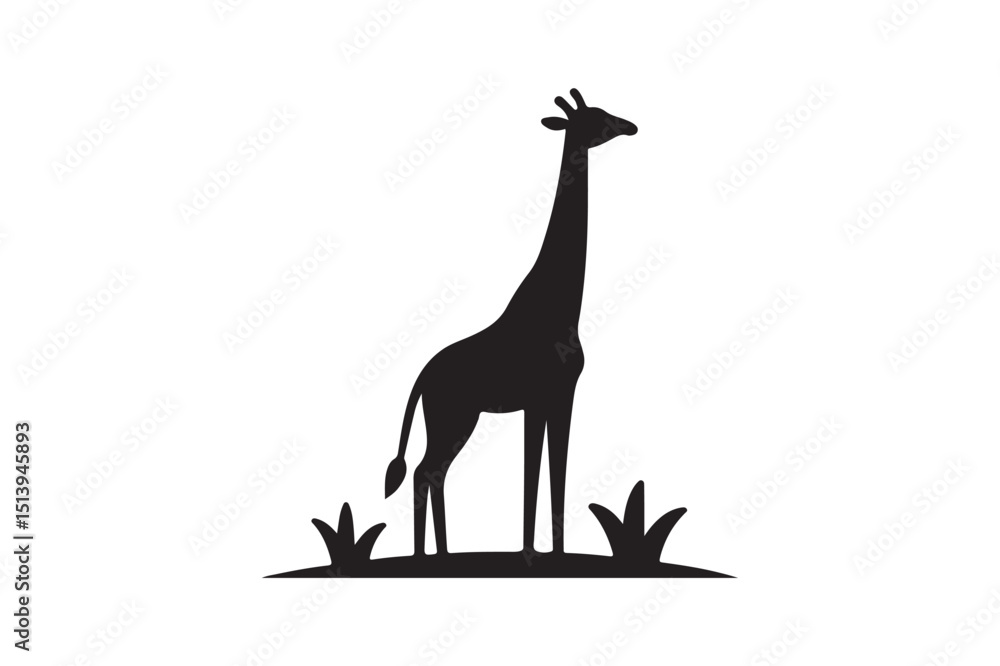 Fototapeta premium Giraffe icon silhouette illustration with white background.