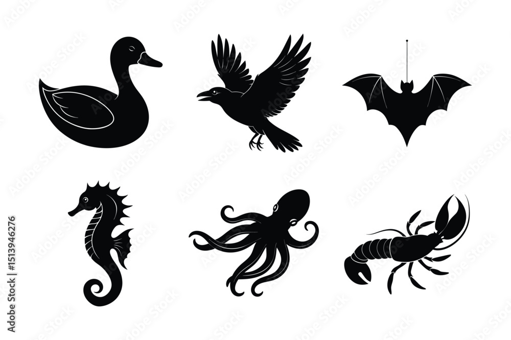 Naklejka premium Wild Animal Silhouettes Set