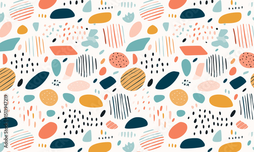 Colorful Organic Forms with Textures - Modern Seamless Background