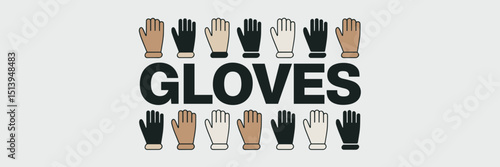 Vector sheet of gloves in various materials and styles – Ideal for workwear catalogs, safety instructions, or fashion guides