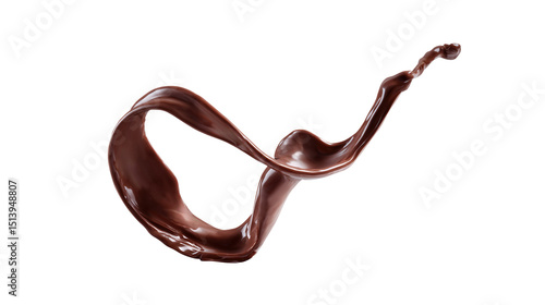 Flowing Chocolate Splash on Transparent Background