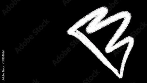 Monochromatic animation of white grunge pencil and brush doodle lines and shapes on black background. Low frame rate effect. Seamless loop.